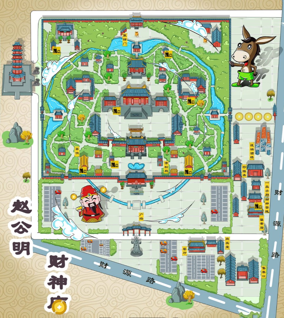 夹江寺庙类手绘地图